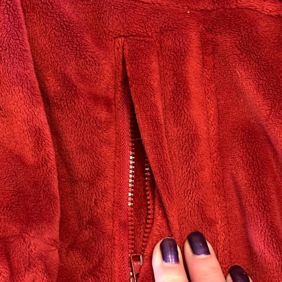 Kristen Blake Burgundy Full Zip Velour Fleece Jacket Size Medium Cinch Waist - Picture 5 of 8